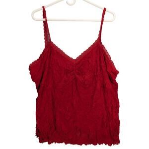 True Beauty by Emme Cami Womens 3XL Red Lace Crinkled Camisole Tank Baby Doll